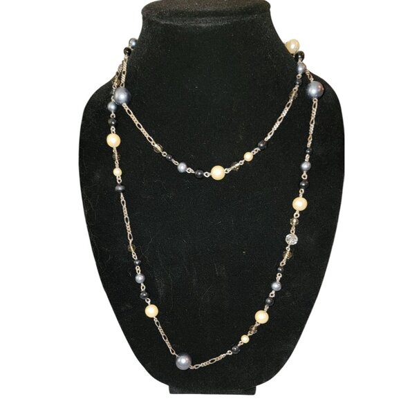 Avon Jewelry - VTG Avon Long Faux Pearl & Bead Chain Necklace